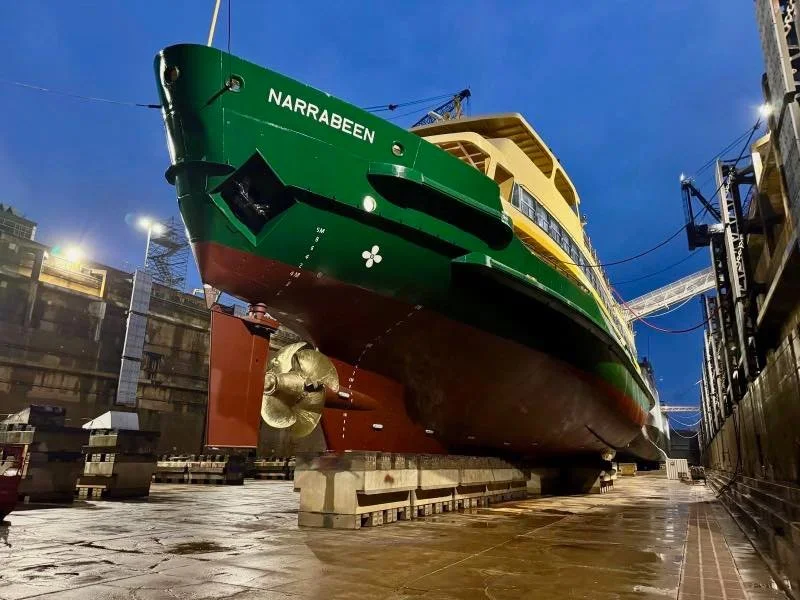 Narrabeen ferry in Garden Island dry dock